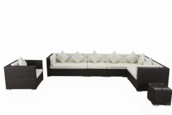 New Gartenlounge, braun marmoriert, Polyrattan, 8 Pers, wasserfeste Kissenbox Polyrattan-Gartenmöbel|Gartenlounge