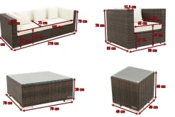 Best Gartenlounge, braun marmoriert, Polyrattan, 6 Pers, wasserfeste Kissenbox Polyrattan-Gartenmöbel|Gartenlounge