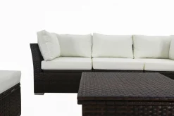 Outlet Gartenlounge, braun marmoriert, Polyrattan, inkl. Loungetisch, für 5 Personen, wasserfeste Kissenbox Polyrattan-Gartenmöbel|Gartenlounge