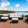 Discount Gartenlounge, braun marmoriert, Polyrattan, 6 Pers, wasserfeste Kissenbox, inkl. Beistelltisch Polyrattan-Gartenmöbel|Gartenlounge