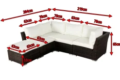 Clearance Gartenlounge, braun marmoriert, Polyrattan, für 5 Personen, wasserfeste Kissenbox Polyrattan-Gartenmöbel|Gartenlounge