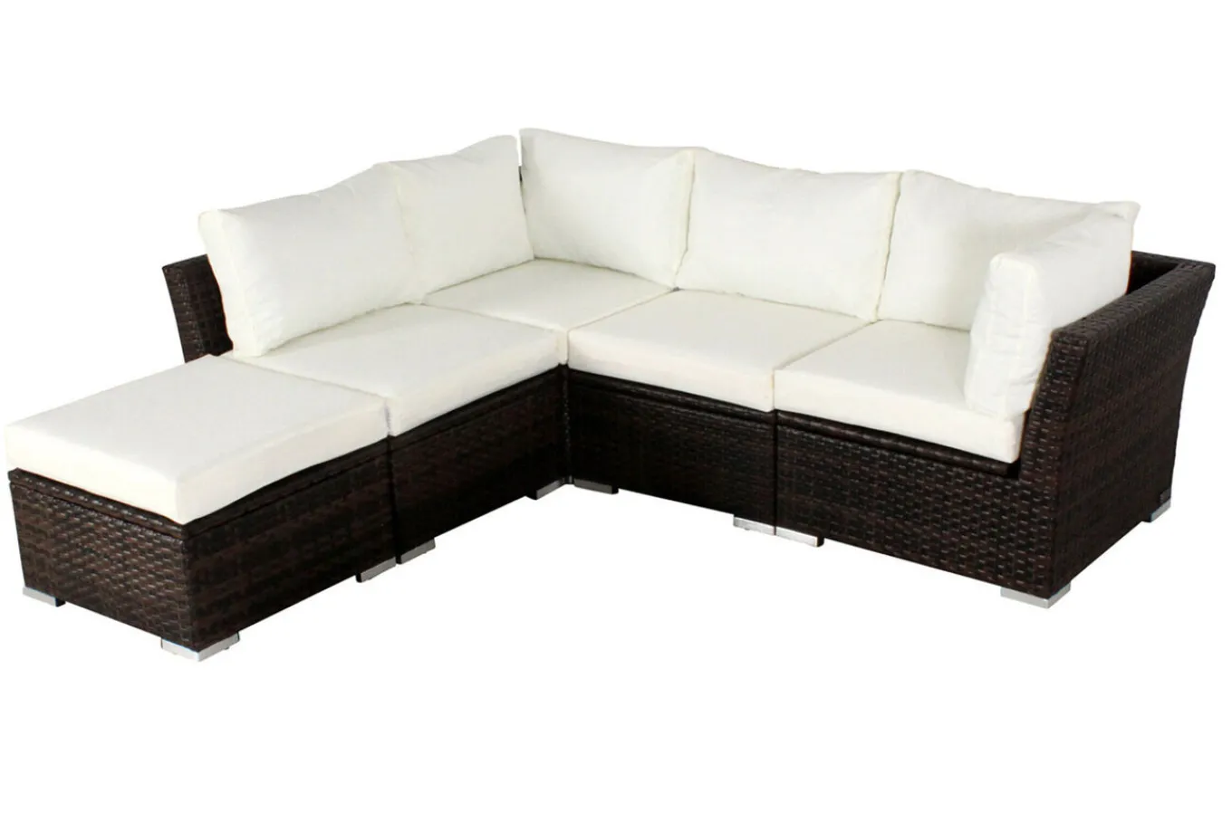 Clearance Gartenlounge, braun marmoriert, Polyrattan, für 5 Personen, wasserfeste Kissenbox Polyrattan-Gartenmöbel|Gartenlounge