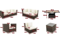 Hot Gartenlounge, braun marmoriert, Polyrattan, 8 Pers, wasserfeste Kissenbox, inkl. Loungetisch Polyrattan-Gartenmöbel|Gartenlounge