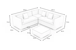 Clearance Gartenlounge, braun marmoriert, 6 Pers, Polyrattan, wasserfeste Kissenbox Polyrattan-Gartenmöbel
