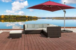 Clearance Gartenlounge, braun marmoriert, 6 Pers, Polyrattan, wasserfeste Kissenbox Polyrattan-Gartenmöbel
