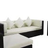 Online Gartenlounge, creme/weiß, schwarz, Polyrattan, für 6 Personen, wasserfeste Kissenbox Polyrattan-Gartenmöbel|Gartenlounge