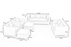 New Gartenlounge, creme/weiß, schwarz, Polyrattan, für 9 Personen, wasserfeste Kissenbox Polyrattan-Gartenmöbel|Gartenlounge
