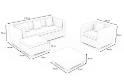 Gartenlounge, creme/weiß, schwarz, Polyrattan, für 5 Personen, inkl. Kaffeetisch, Kissenboxfunktion Polyrattan-Gartenmöbel|Gartenlounge