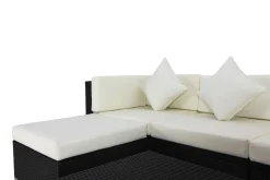 Hot Gartenlounge, creme/weiß, schwarz, Polyrattan, 5 Personen, inkl. Loungetisch, wasserfeste Kissenbox Polyrattan-Gartenmöbel|Gartenlounge