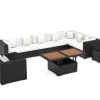 Sale Gartenlounge, creme/weiß, schwarz, Polyrattan, für 8 Personen, inkl. Loungetisch, wasserfeste Kissenbox Polyrattan-Gartenmöbel|Gartenlounge
