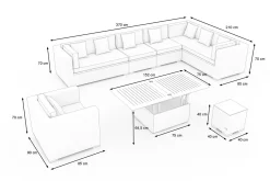 Sale Gartenlounge, creme/weiß, schwarz, Polyrattan, für 8 Personen, inkl. Loungetisch, wasserfeste Kissenbox Polyrattan-Gartenmöbel|Gartenlounge