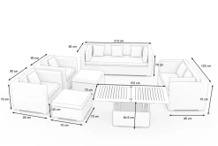 Discount Gartenlounge, creme/weiß, schwarz, Polyrattan, für 9 Personen, inkl. Loungetisch, wasserfeste Kissenbox Polyrattan-Gartenmöbel|Gartenlounge