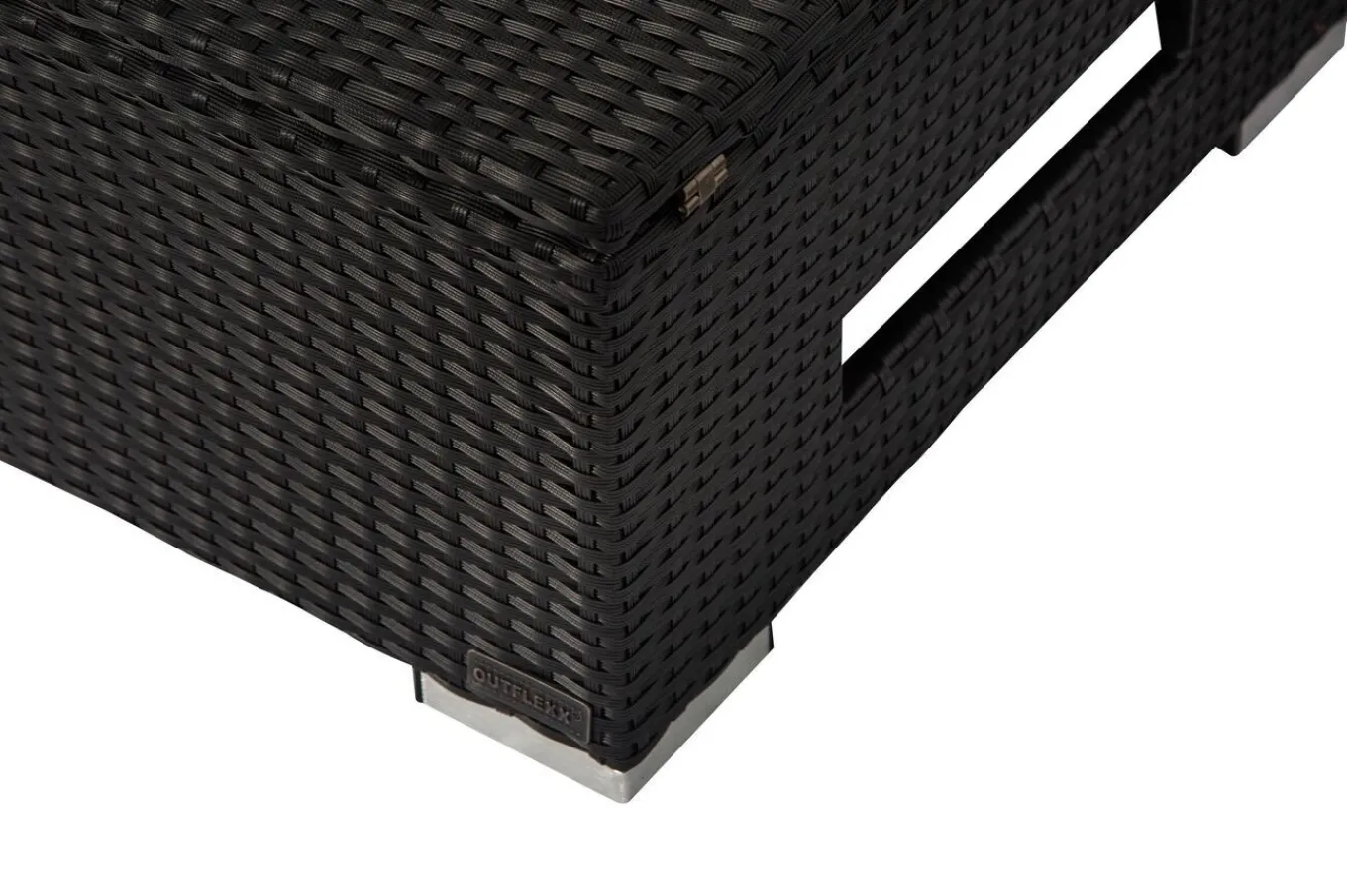 Online Gartenlounge, creme/weiß, schwarz, Polyrattan, 5 Personen, wasserfeste Kissenbox, inkl. Loungetisch Polyrattan-Gartenmöbel|Gartenlounge