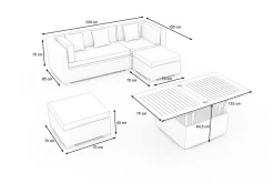 Online Gartenlounge, creme/weiß, schwarz, Polyrattan, 5 Personen, wasserfeste Kissenbox, inkl. Loungetisch Polyrattan-Gartenmöbel|Gartenlounge