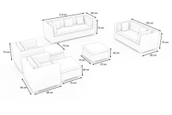 Clearance Gartenlounge, creme/weiß, creme/weiß, schwarz, Polyrattan, für 9, inkl. Kaffeetisch, wasserfeste Kissenbox Personen Polyrattan-Gartenmöbel|Gartenlounge
