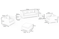 Discount Gartenlounge für 5 Personen, dessert-beige, Alu/Polyrattan, modular verstellbar, mit Kissenboxfunktion Polyrattan-Gartenmöbel|Gartenlounge