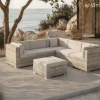 Discount Gartenlounge für 5 Personen, 6-teilig, desert-beige, Alu/Polyrattan, mit Kissenboxfunktion, modular verstellbar Gartenlounge|Aluminium-Gartenmöbel