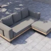 Best Gartenlounge für 3–4 Personen, Alu/Olefin/Akazie, gepolstert in grau, FSC®-zertifiziertes Produkt Gartenlounge|Aluminium-Gartenmöbel