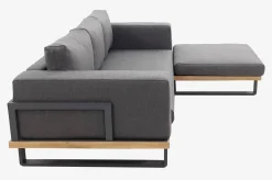 Best Gartenlounge für 3–4 Personen, Alu/Olefin/Akazie, gepolstert in grau, FSC®-zertifiziertes Produkt Gartenlounge|Aluminium-Gartenmöbel
