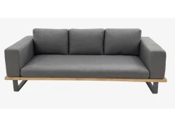 Best Gartenlounge für 3–4 Personen, Alu/Olefin/Akazie, gepolstert in grau, FSC®-zertifiziertes Produkt Gartenlounge|Aluminium-Gartenmöbel