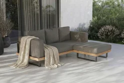 Best Gartenlounge für 3–4 Personen, Alu/Olefin/Akazie, gepolstert in grau, FSC®-zertifiziertes Produkt Gartenlounge|Aluminium-Gartenmöbel