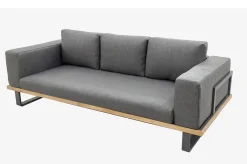 Best Gartenlounge für 3–4 Personen, Alu/Olefin/Akazie, gepolstert in grau, FSC®-zertifiziertes Produkt Gartenlounge|Aluminium-Gartenmöbel