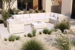 New Gartenlounge für 8 Personen, desert-beige, Alu/Polyrattan, modular verstellbar, mit Kissenboxfunktion Polyrattan-Gartenmöbel|Gartenlounge