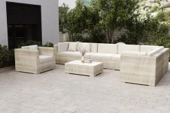 New Gartenlounge für 8 Personen, desert-beige, Alu/Polyrattan, modular verstellbar, mit Kissenboxfunktion Polyrattan-Gartenmöbel|Gartenlounge