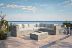 Hot Gartenlounge für 6 Personen, desert-beige, Alu/Polyrattan, modular verstellbar, mit Kissenboxfunktion Polyrattan-Gartenmöbel|Gartenlounge