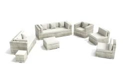 Hot Gartenlounge für 8 Personen, desert-beige, Alu/Polyrattan, modular verstellbar, mit Kissenboxfunktion Polyrattan-Gartenmöbel|Gartenlounge