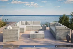 Gartenlounge für 8 Personen, desert-beige, Alu/Polyrattan, modular verstellbar, mit Kissenboxfunktion Polyrattan-Gartenmöbel|Gartenlounge