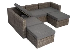 Clearance Gartenlounge, grau, Polyrattan, 6 Personen, verstellbare Sitzflächen, wasserfeste Kissenbox Polyrattan-Gartenmöbel|Gartenlounge