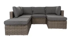 Clearance Gartenlounge, grau, Polyrattan, 6 Personen, verstellbare Sitzflächen, wasserfeste Kissenbox Polyrattan-Gartenmöbel|Gartenlounge