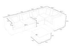 Best Gartenlounge, 5 Pers, braun marmoriert, Polyrattan, wasserfeste Kissenbox, inkl. Beistelltisch Polyrattan-Gartenmöbel|Gartenlounge
