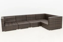 Sale Gartenlounge, 5 Pers, braun marmoriert, Polyrattan, wasserfeste Kissenbox Polyrattan-Gartenmöbel|Gartenlounge