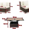 Clearance Gartenlounge, 5 Pers, braun marmoriert, Polyrattan, wasserfeste Kissenbox, inkl. Loungetisch Polyrattan-Gartenmöbel|Gartenlounge