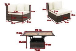 Clearance Gartenlounge, 5 Pers, braun marmoriert, Polyrattan, wasserfeste Kissenbox, inkl. Loungetisch Polyrattan-Gartenmöbel|Gartenlounge