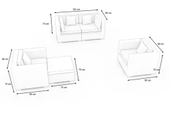 Online Gartenlounge, 5 Personen, creme/weiß, schwarz, Polyrattan, wasserfeste Kissenbox Polyrattan-Gartenmöbel|Gartenlounge