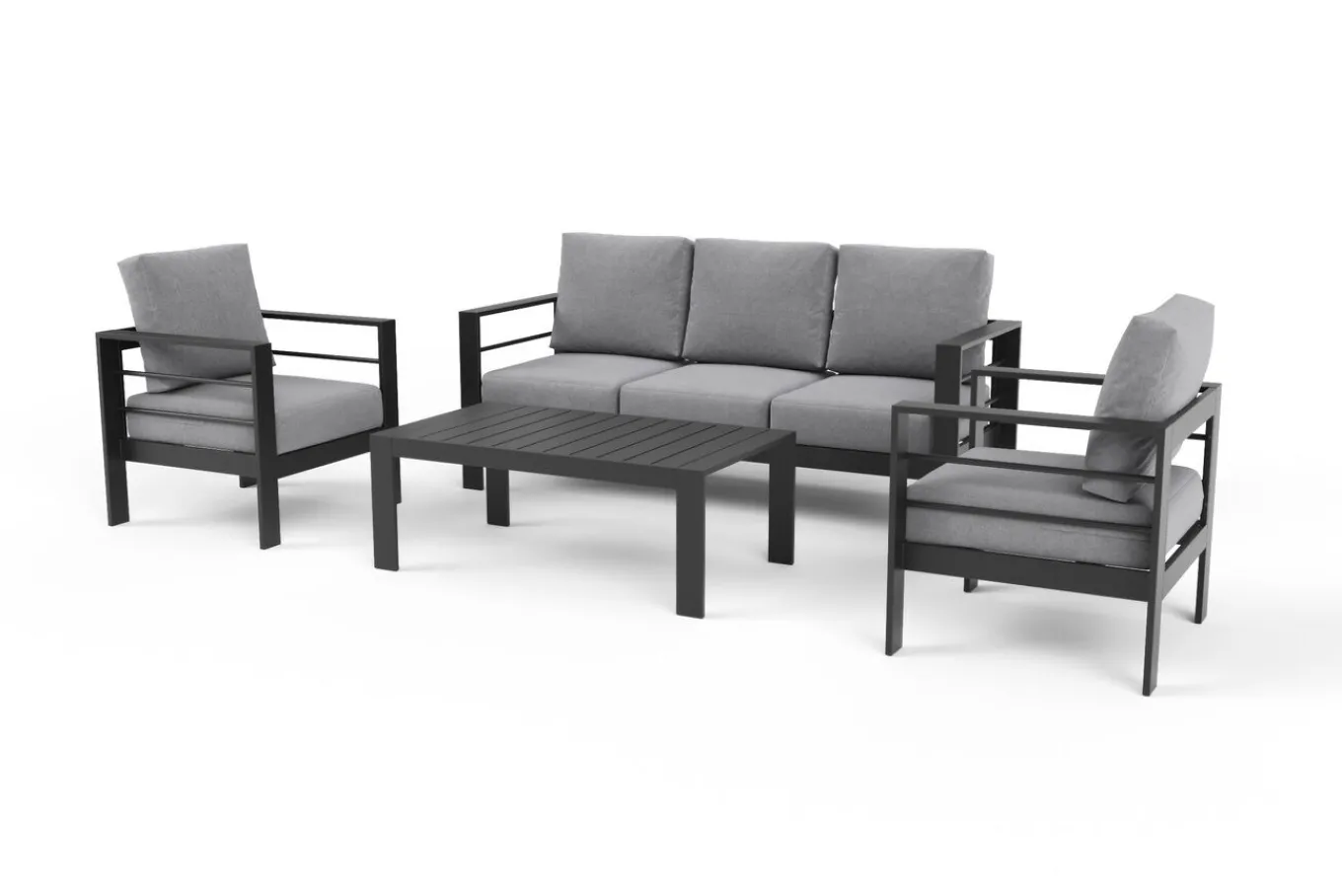Best Gartenlounge, 5 Personen, inkl. Tisch und Kissen, Aluminium Gartenlounge|Aluminium-Gartenmöbel