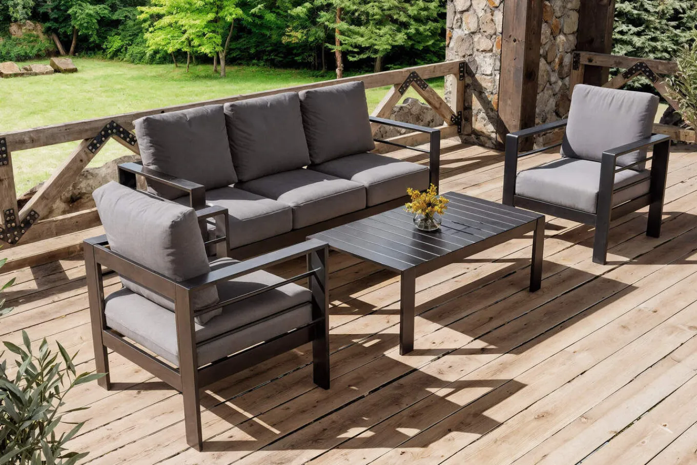 Best Gartenlounge, 5 Personen, inkl. Tisch und Kissen, Aluminium Gartenlounge|Aluminium-Gartenmöbel