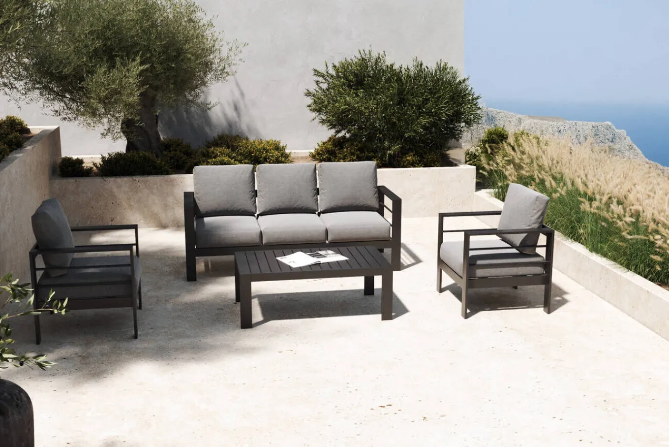 Best Gartenlounge, 5 Personen, inkl. Tisch und Kissen, Aluminium Gartenlounge|Aluminium-Gartenmöbel