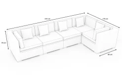 New Gartenlounge Polyrattan, creme/weiß, schwarz, für 5 Personen, wasserfeste Kissenbox Polyrattan-Gartenmöbel|Gartenlounge