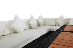 Discount Gartenlounge Polyrattan, creme/weiß, schwarz, für 5 Personen, inkl. Loungetisch, wasserfeste Kissenbox Polyrattan-Gartenmöbel|Gartenlounge
