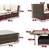 Outlet Gartenlounge, Polyrattan, braun marmoriert, 5 Pers, wasserfeste Kissenbox, inkl. Loungetisch Polyrattan-Gartenmöbel|Gartenlounge