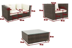 Hot Gartenlounge, Polyrattan, braun marmoriert, 5 Pers, wasserfeste Kissenbox Polyrattan-Gartenmöbel|Gartenlounge