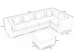 Clearance Gartenlounge Polyrattan, creme/weiß, schwarz, für 5 Personen, inkl. Kaffeetisch, wasserfeste Kissenbox Polyrattan-Gartenmöbel|Gartenlounge