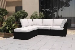 New Gartenlounge, schwarz/weiß, Alu/Polyrattan, witterungsbeständig, mit Kissenboxfunktion Gartenlounge|Aluminium-Gartenmöbel