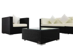 New Gartenlounge, schwarz, Polyrattan, für 8 Personen, inkl. Kaffeetisch, wasserfeste Kissenbox Polyrattan-Gartenmöbel|Gartenlounge