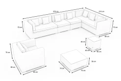 New Gartenlounge, schwarz, Polyrattan, für 8 Personen, inkl. Kaffeetisch, wasserfeste Kissenbox Polyrattan-Gartenmöbel|Gartenlounge