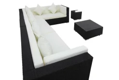 New Gartenlounge, schwarz, Polyrattan, für 8 Personen, inkl. Kaffeetisch, wasserfeste Kissenbox Polyrattan-Gartenmöbel|Gartenlounge
